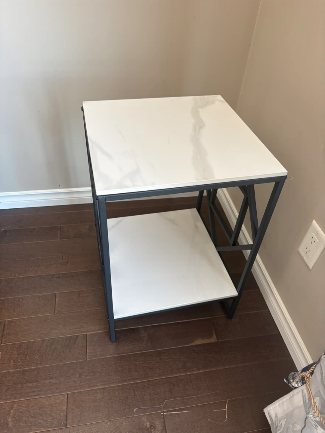 Modern End Table with White Marble Top