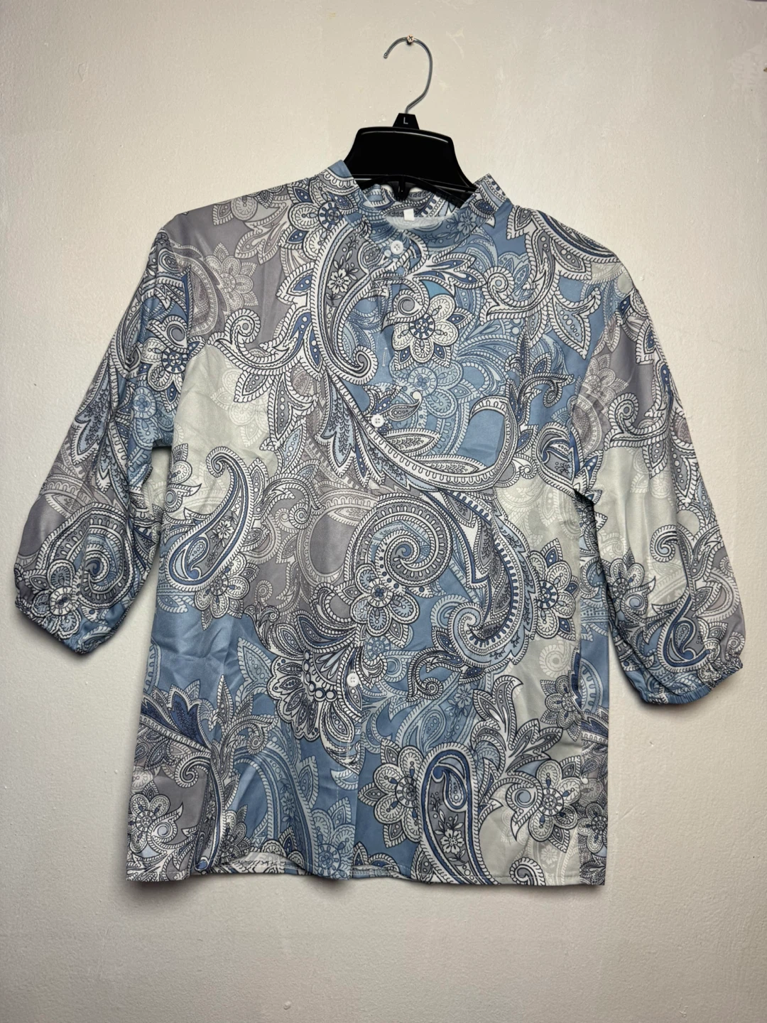Blue Paisley Print Blouse - Size S