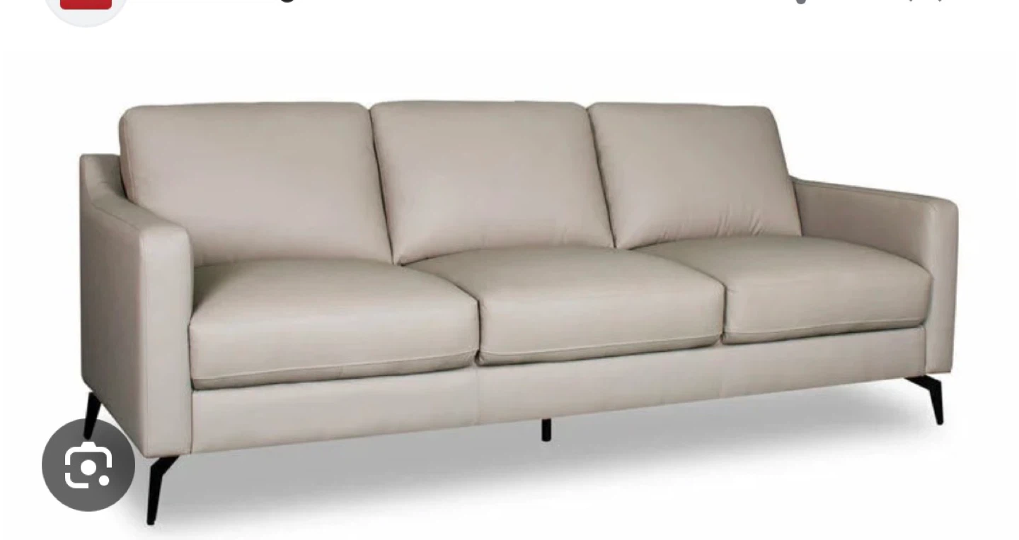 Light Grey Leather Sofa Brick - photo 3