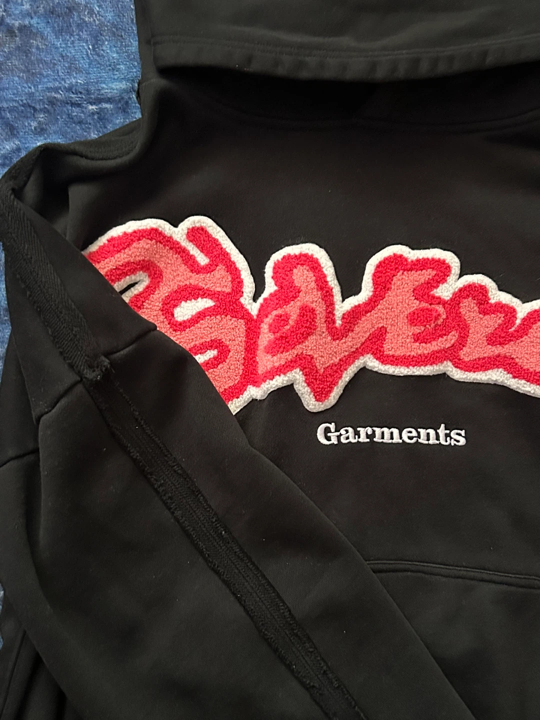 Black "Severed Garments" Hoodie with Embroidered Logo - photo 3