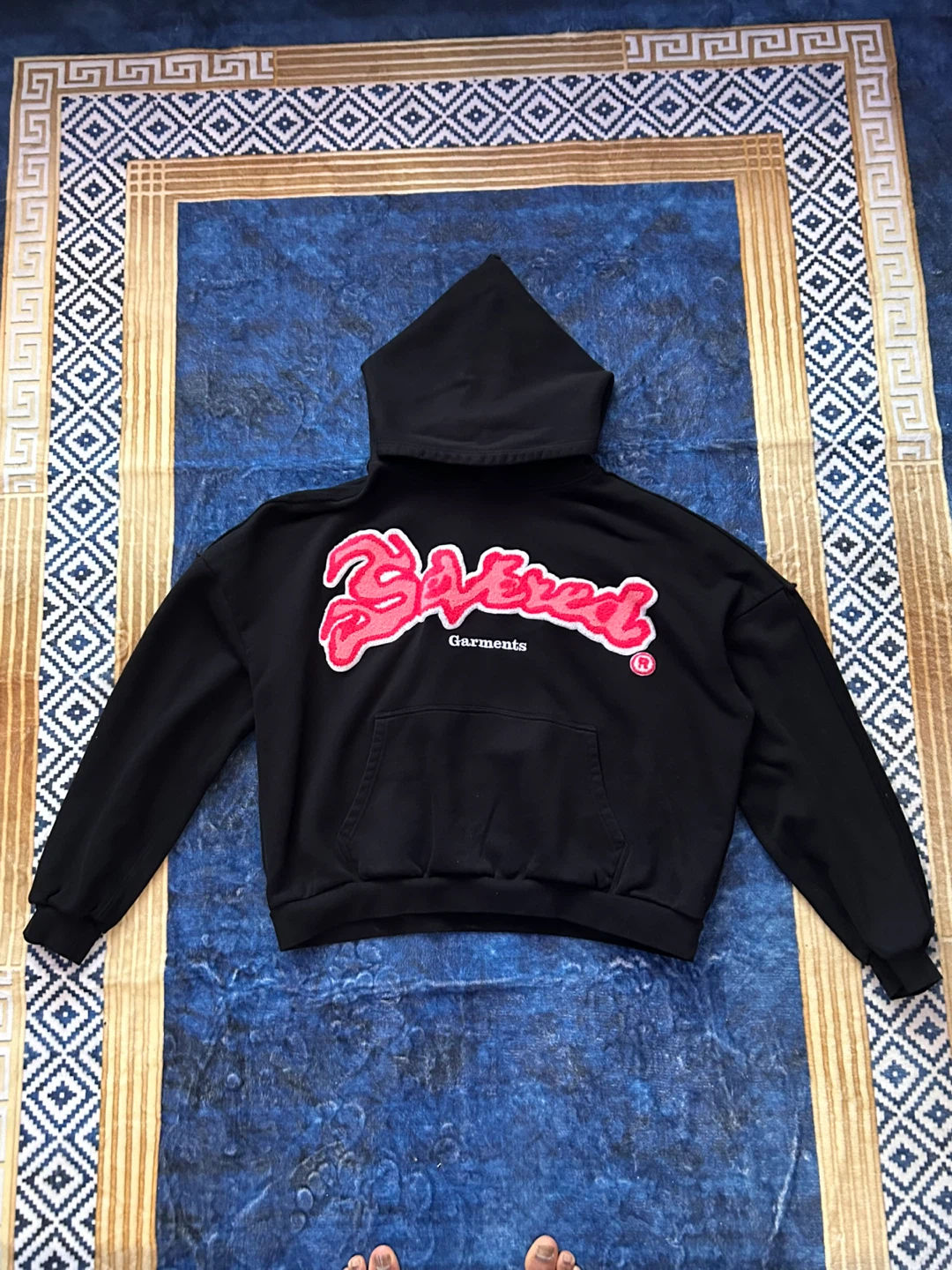 Black "Severed Garments" Hoodie with Embroidered Logo
