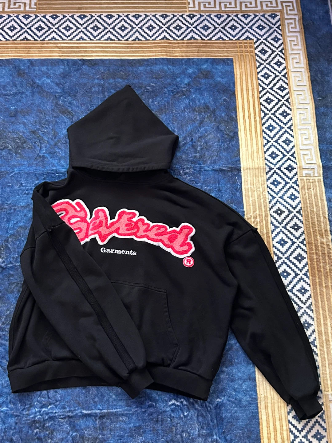 Black "Severed Garments" Hoodie with Embroidered Logo - photo 2
