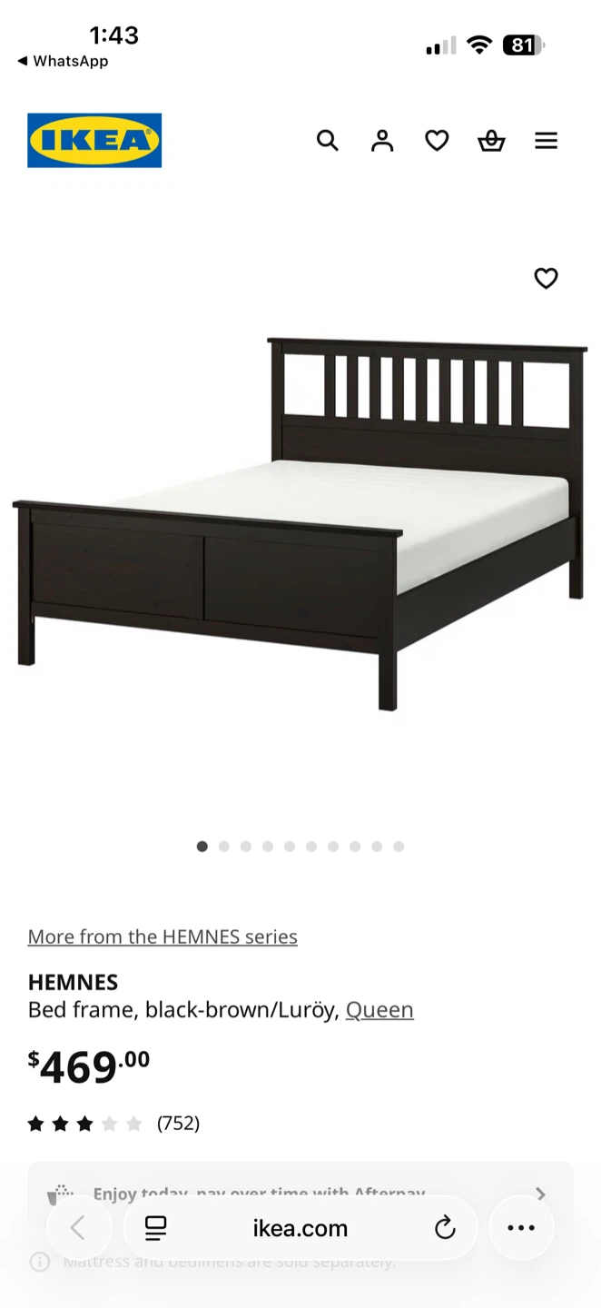 IKEA HEMNES Queen Bed Frame -Black - photo 2