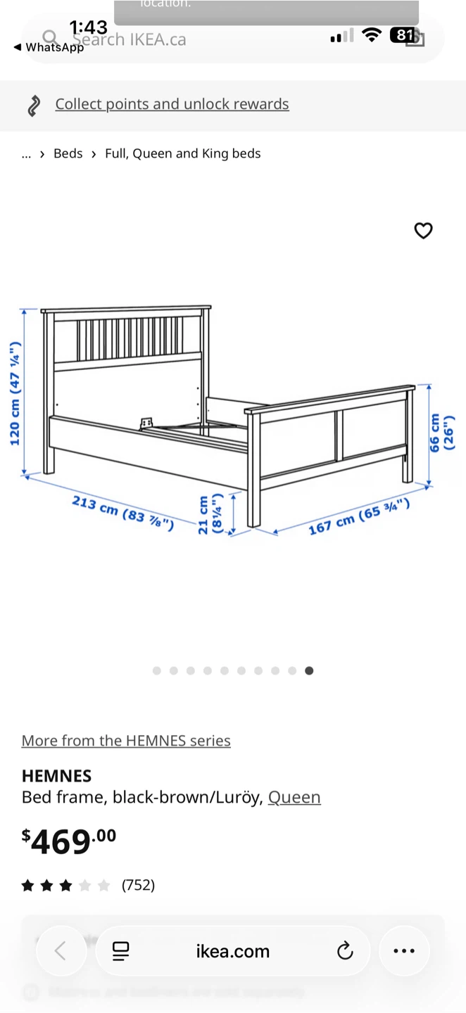 IKEA HEMNES Queen Bed Frame -Black - photo 3