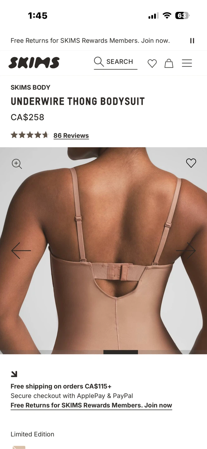 SKIMS Underwire Thong Bodysuit - Size S - "Sienna" - photo 5