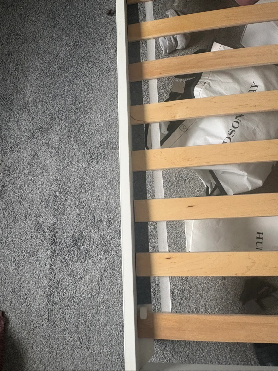 White Twin Bed Frame with Slats and matress included . - photo 2