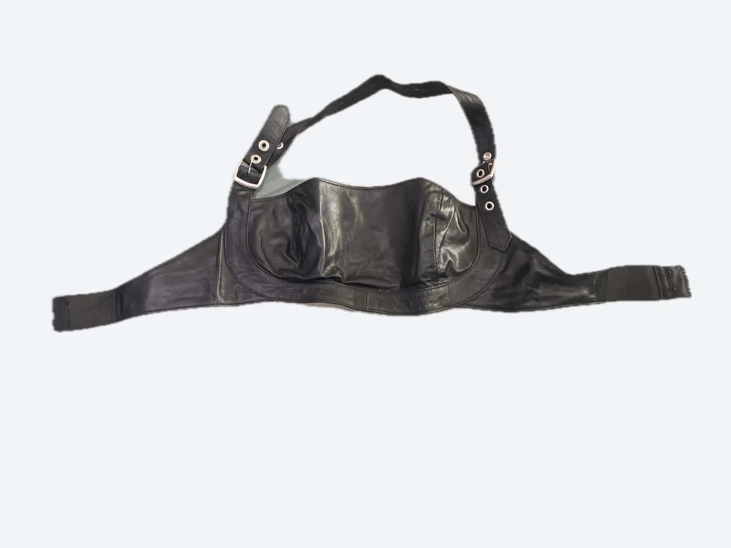 Black Leather Halter Bra