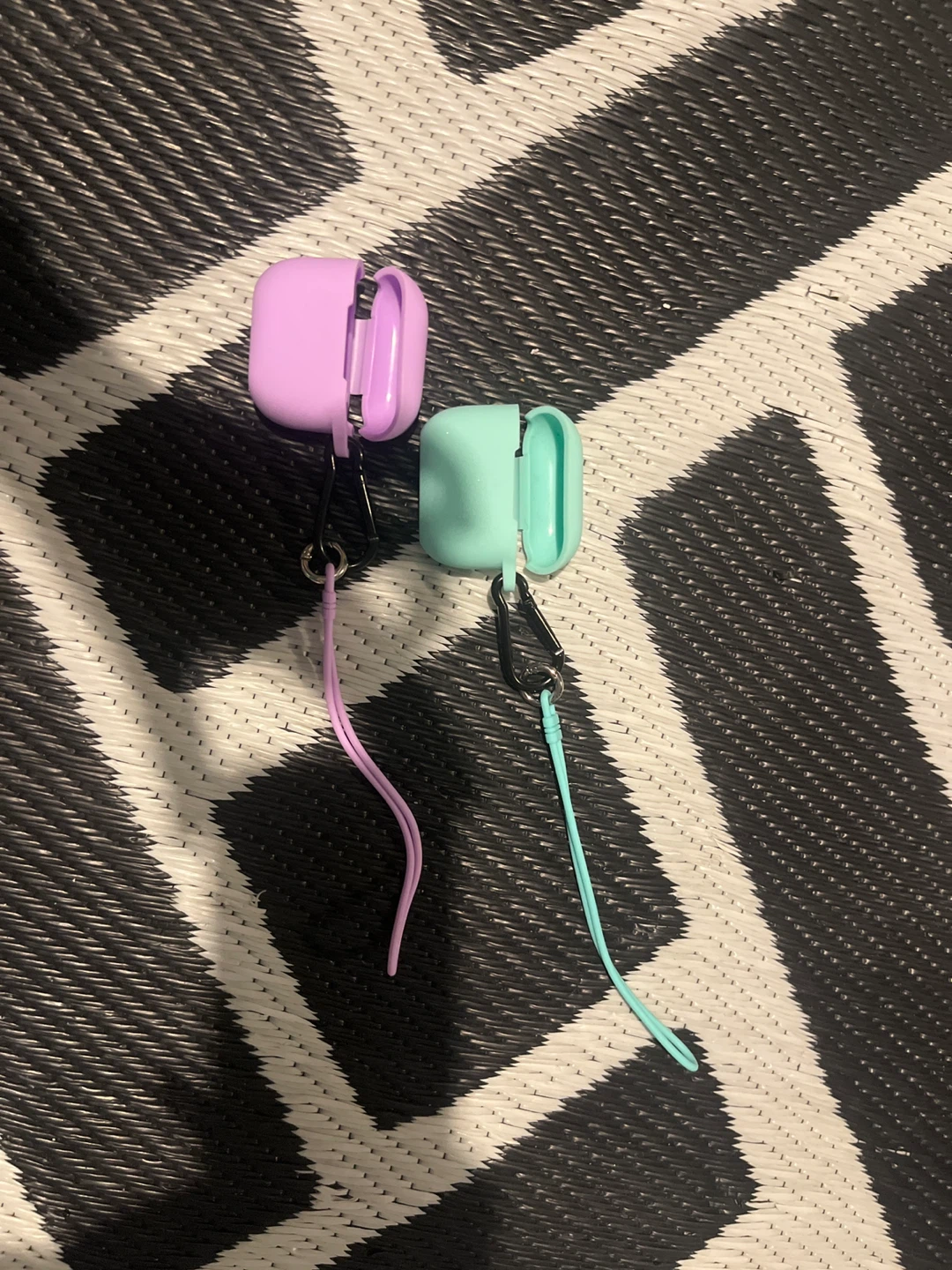 2 Silicone Airpod Case Covers with Lanyards (Pink and Mint)