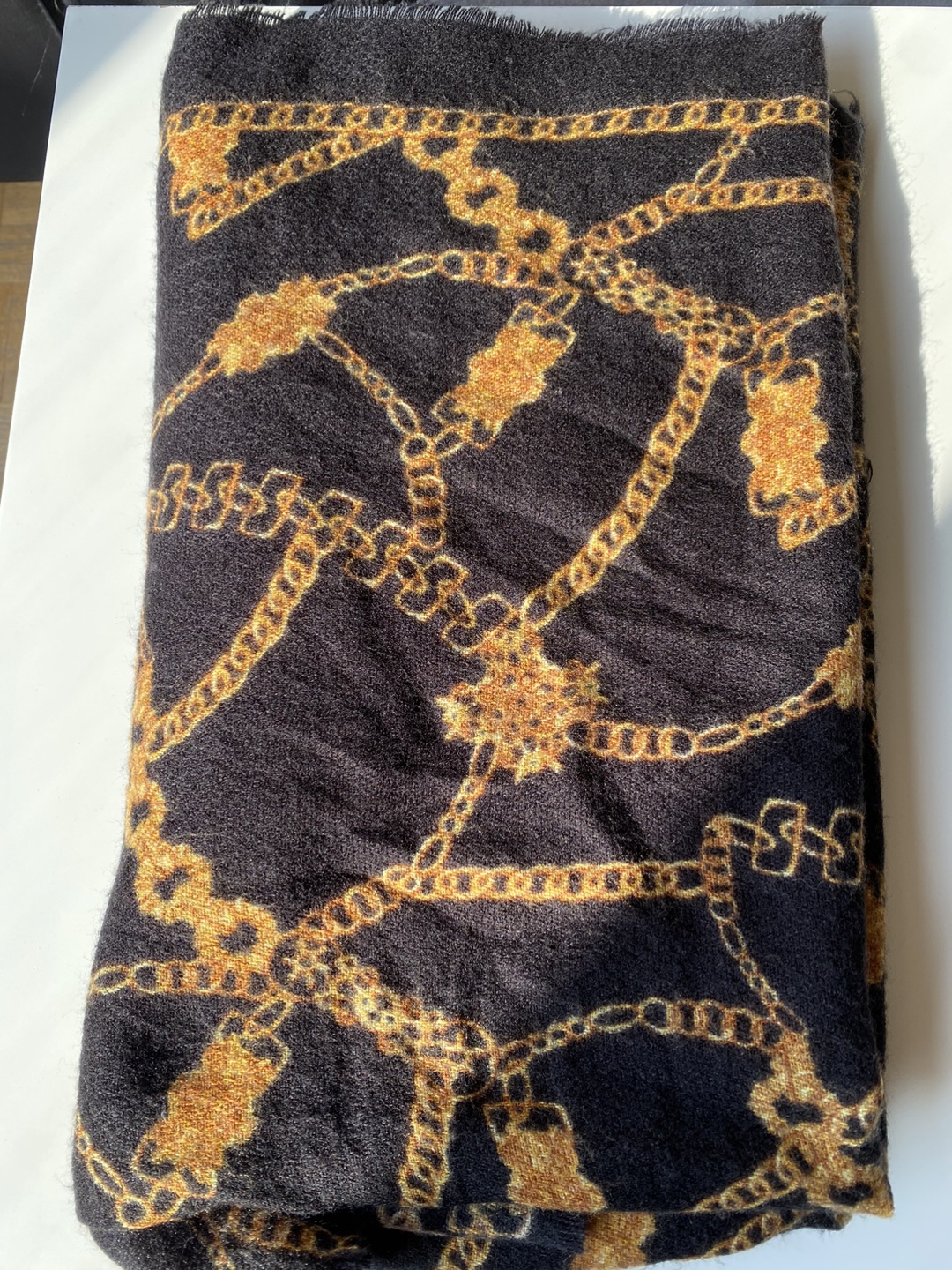 Scarf with Gold Chain Print
