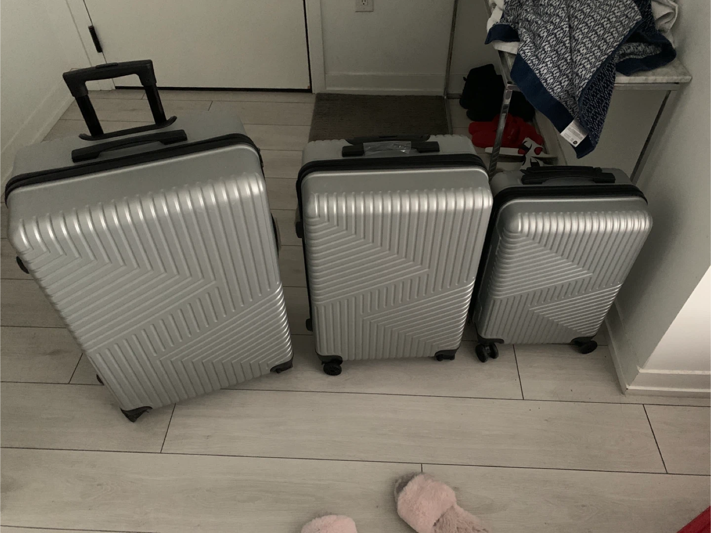 Set of 2 Silver Hard-Shell luggage