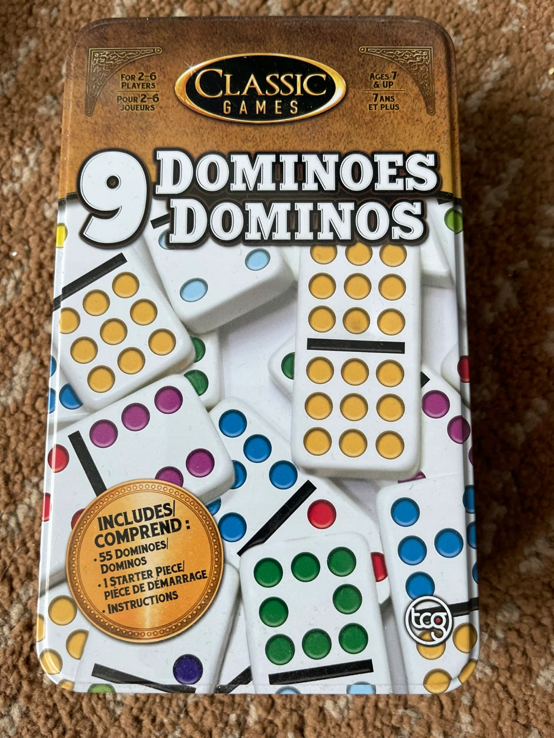 Classic Games 9 Dominoes Set in Tin Case - photo 5