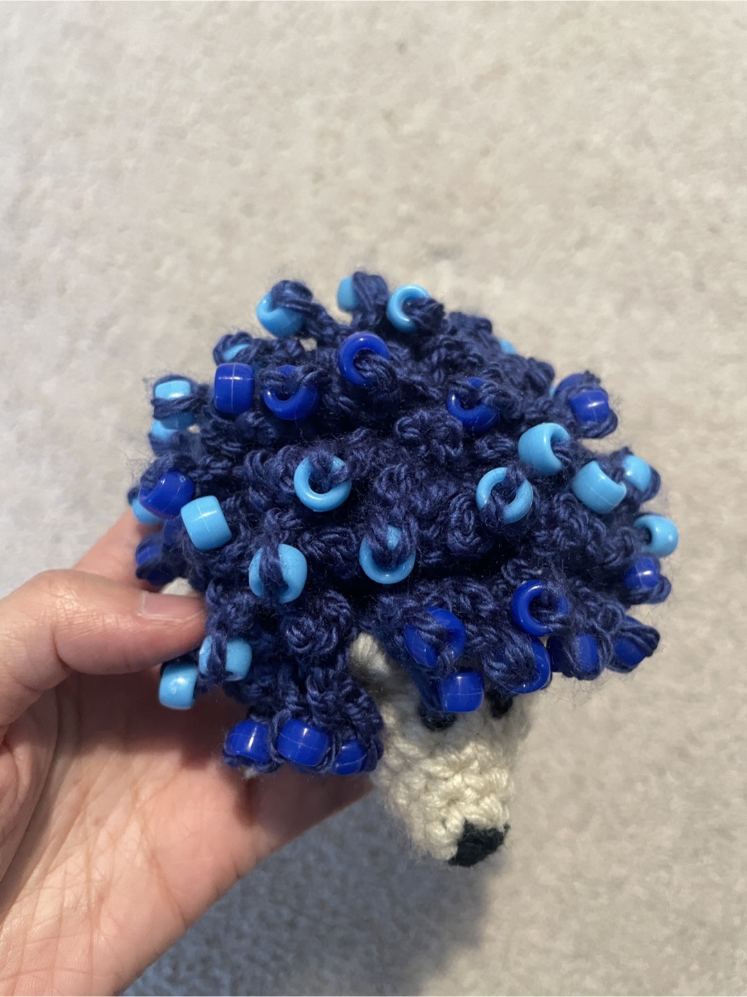 Handmade Crochet Hedgehog with Blue Beads - photo 2