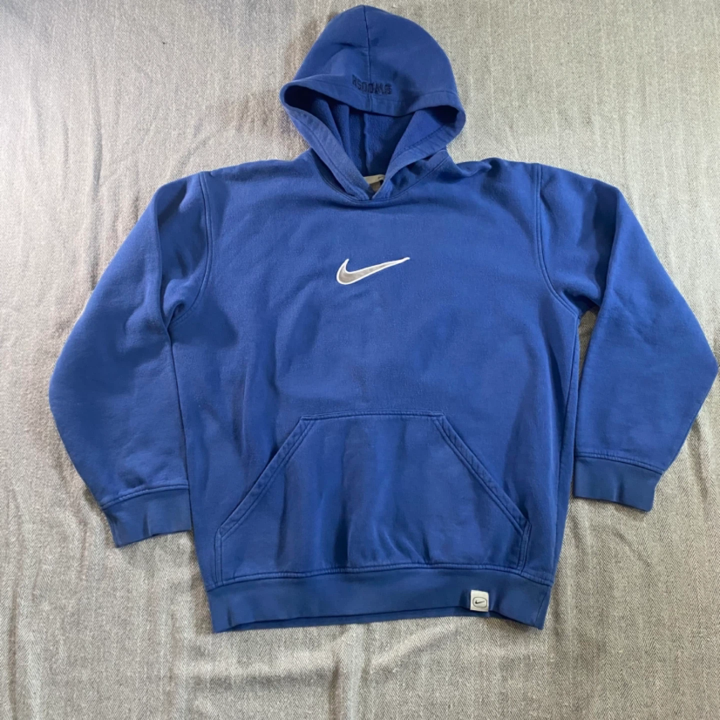 Y2K Centre swoosh blue Nike hoodie - L
