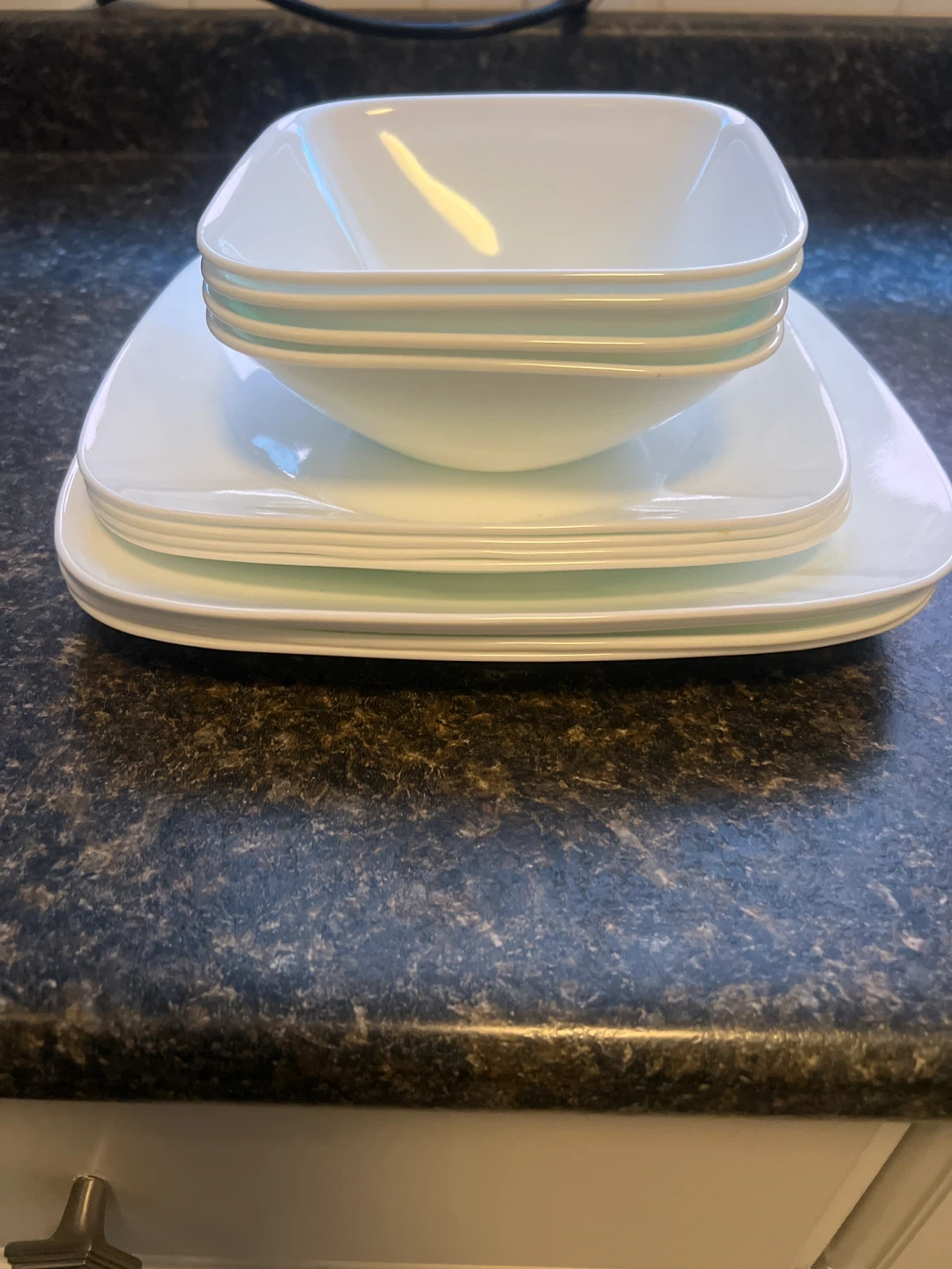 15 piece Corelle White Square Plates and Bowls Set