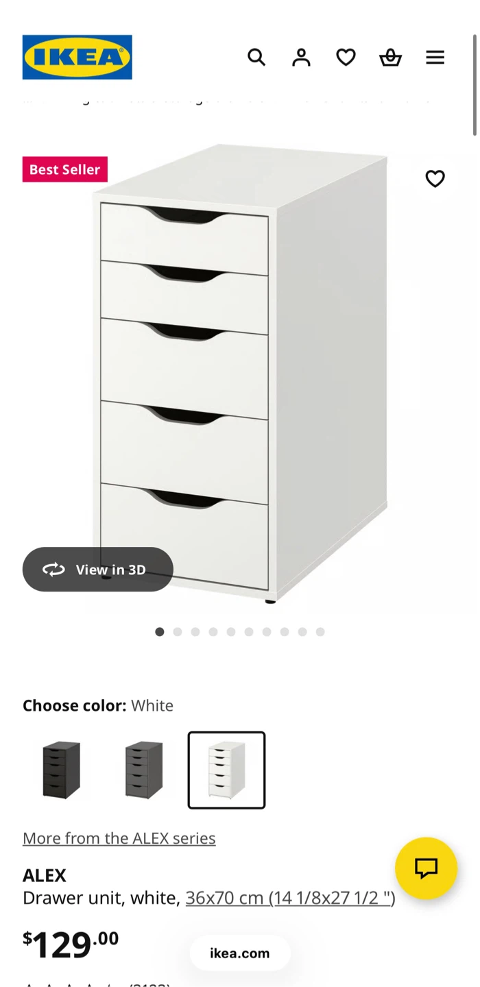 IKEA ALEX 5-drawer unit, white