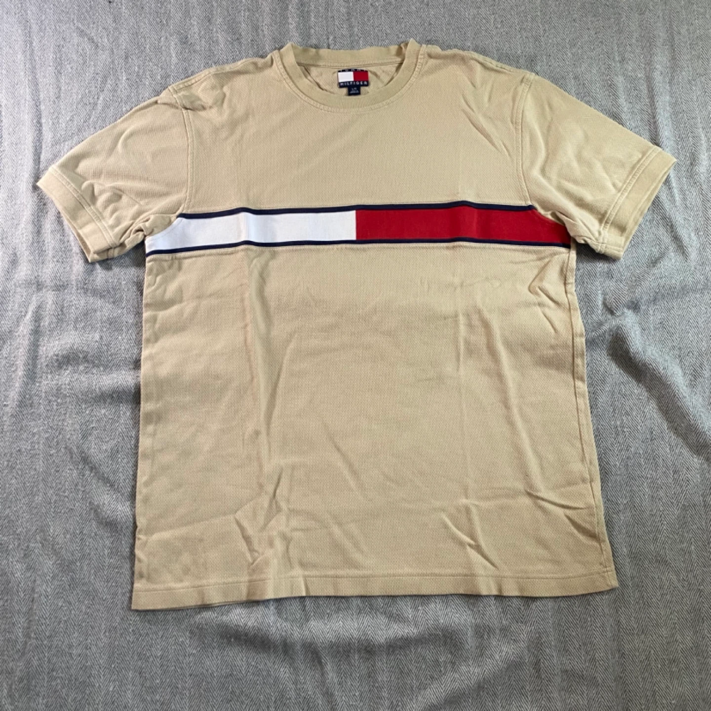 Vintage Tommy Hilfiger L/G Men's Tan Striped Shirt