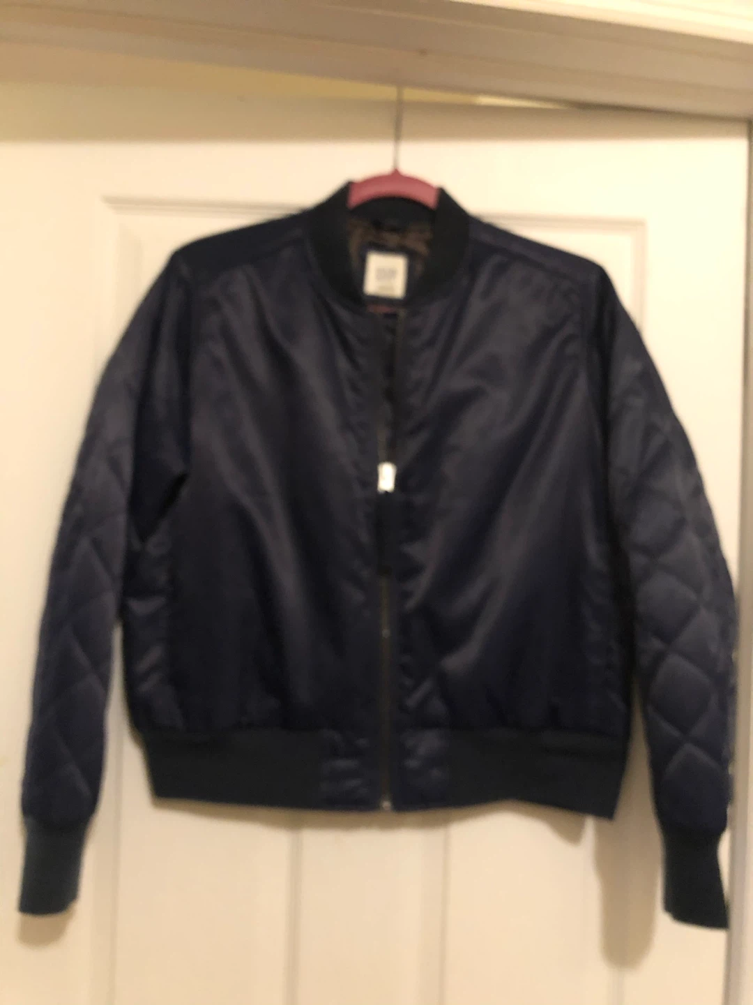 GAP Women's Petite Bomber Jacket Navy Blue Size M