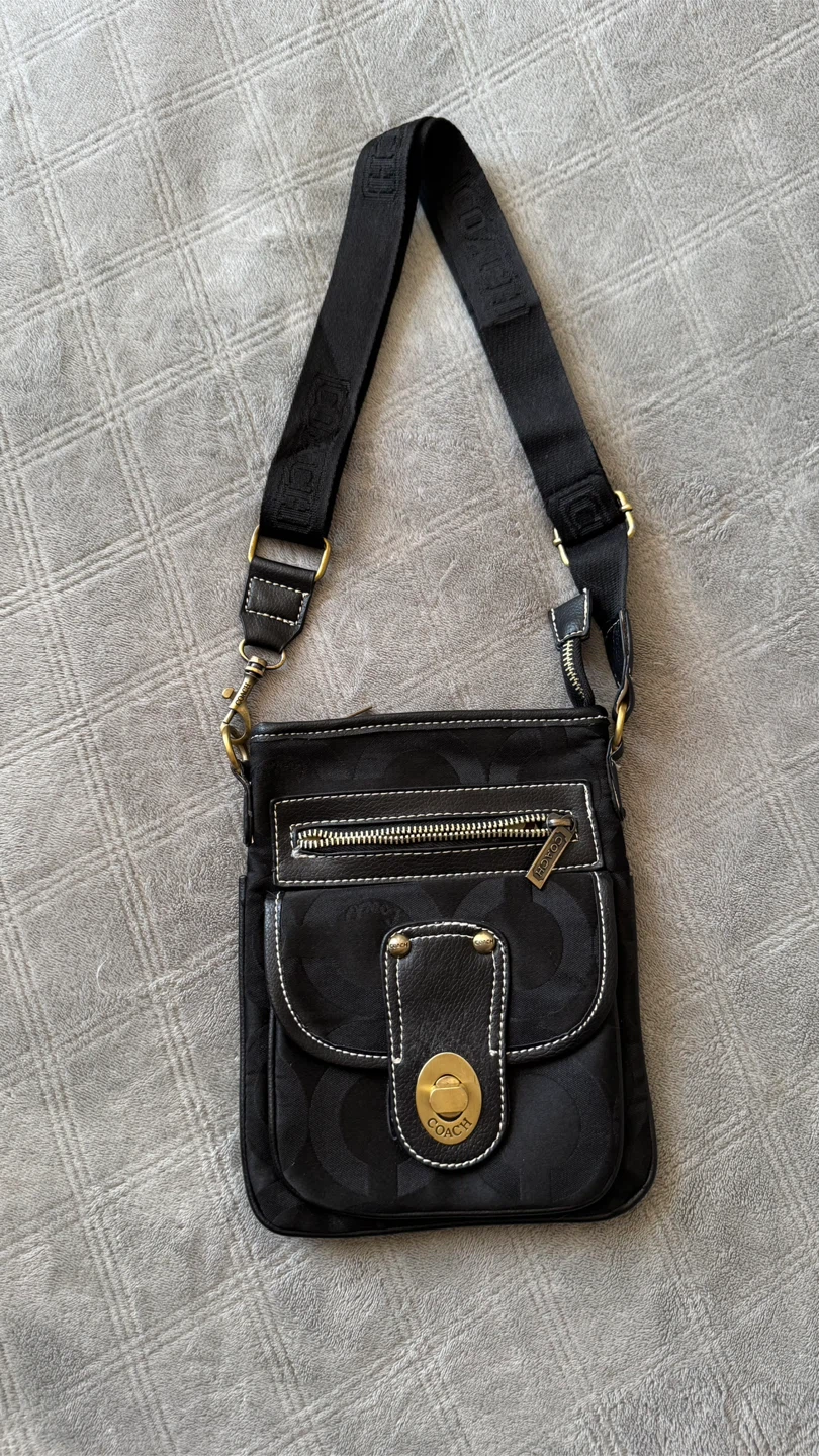 Coach Black Canvas Logo Turn-lock Crossbody Bag - photo 5