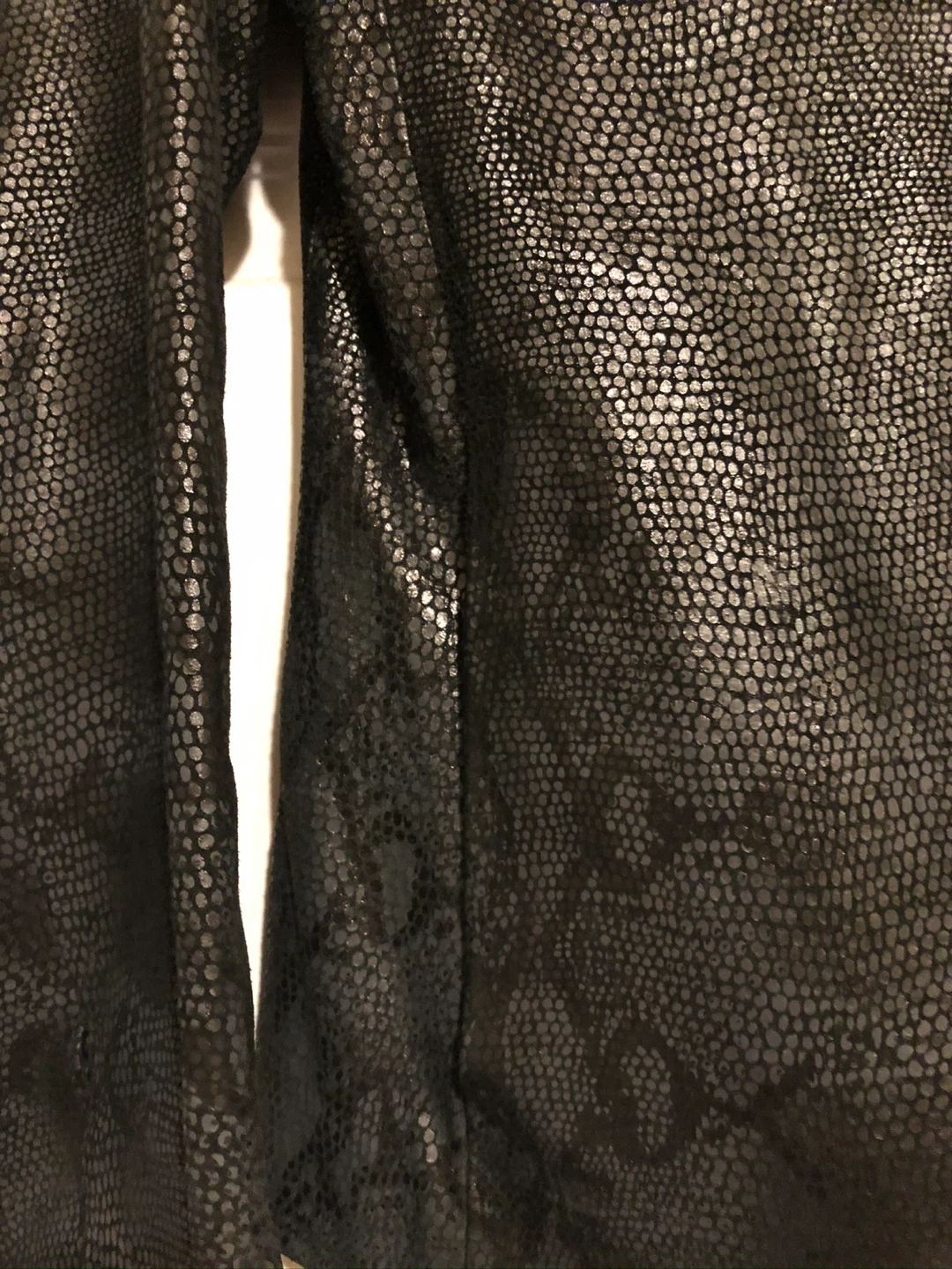 Black Snakeskin Print Genuine Leather Jacket - photo 4