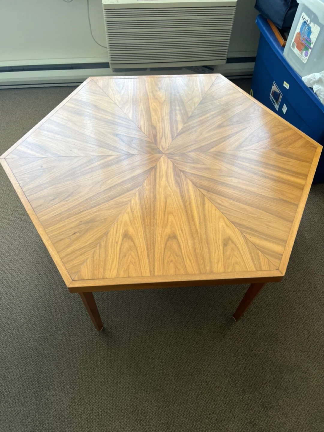 Walnut Hexagonal Wood Coffee Table