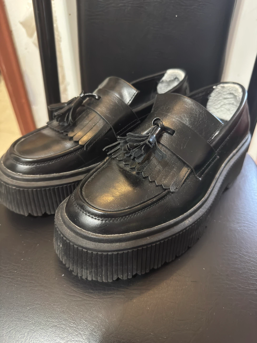 ASOS Black Tassel Platform Loafers Size 9 🥕
