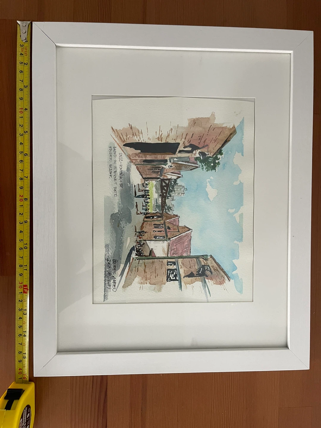 Framed Watercolor Painting of Building Facades - photo 2