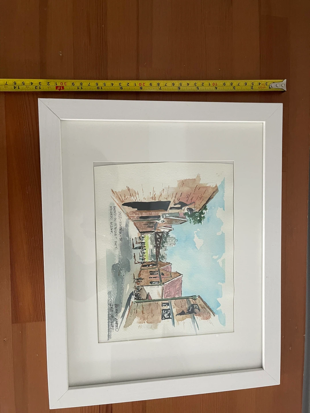 Framed Watercolor Painting of Building Facades - photo 5
