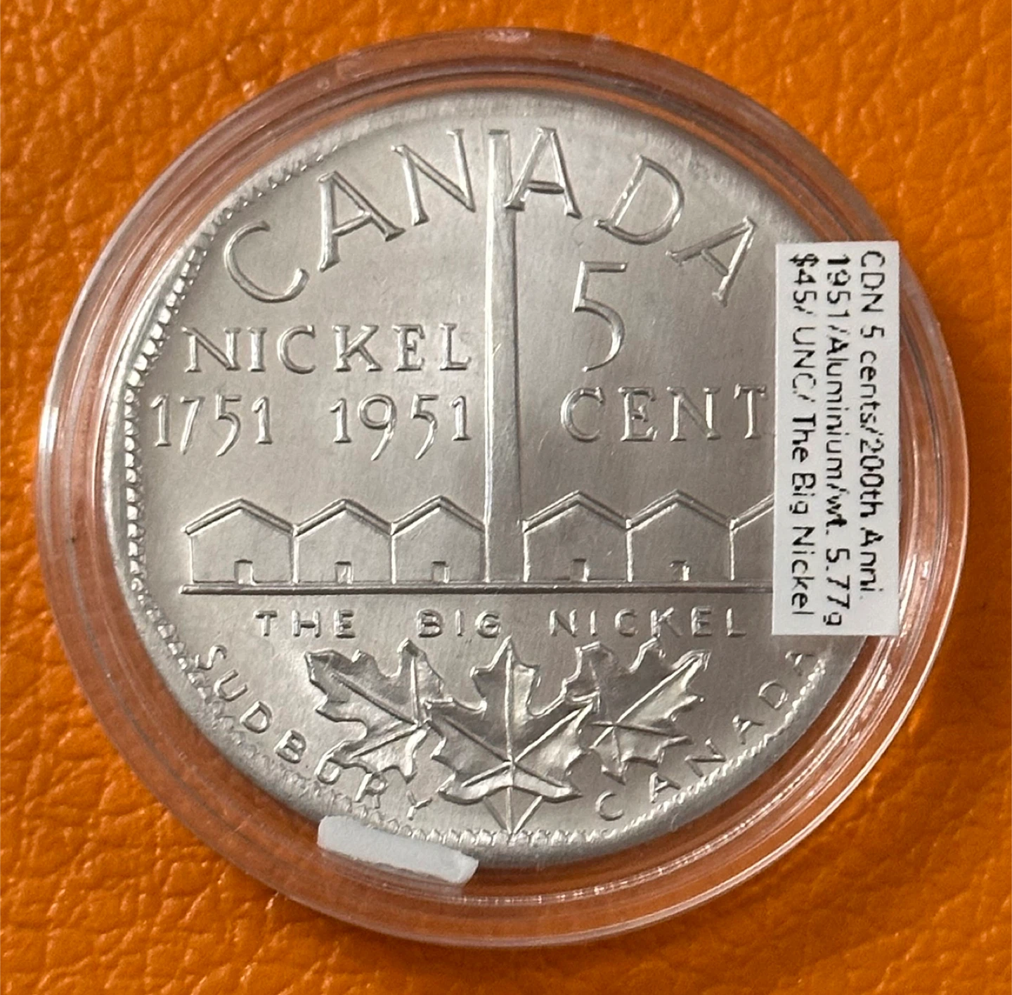1951 Canada rare 5 Cents Aluminum/Nickel Coin