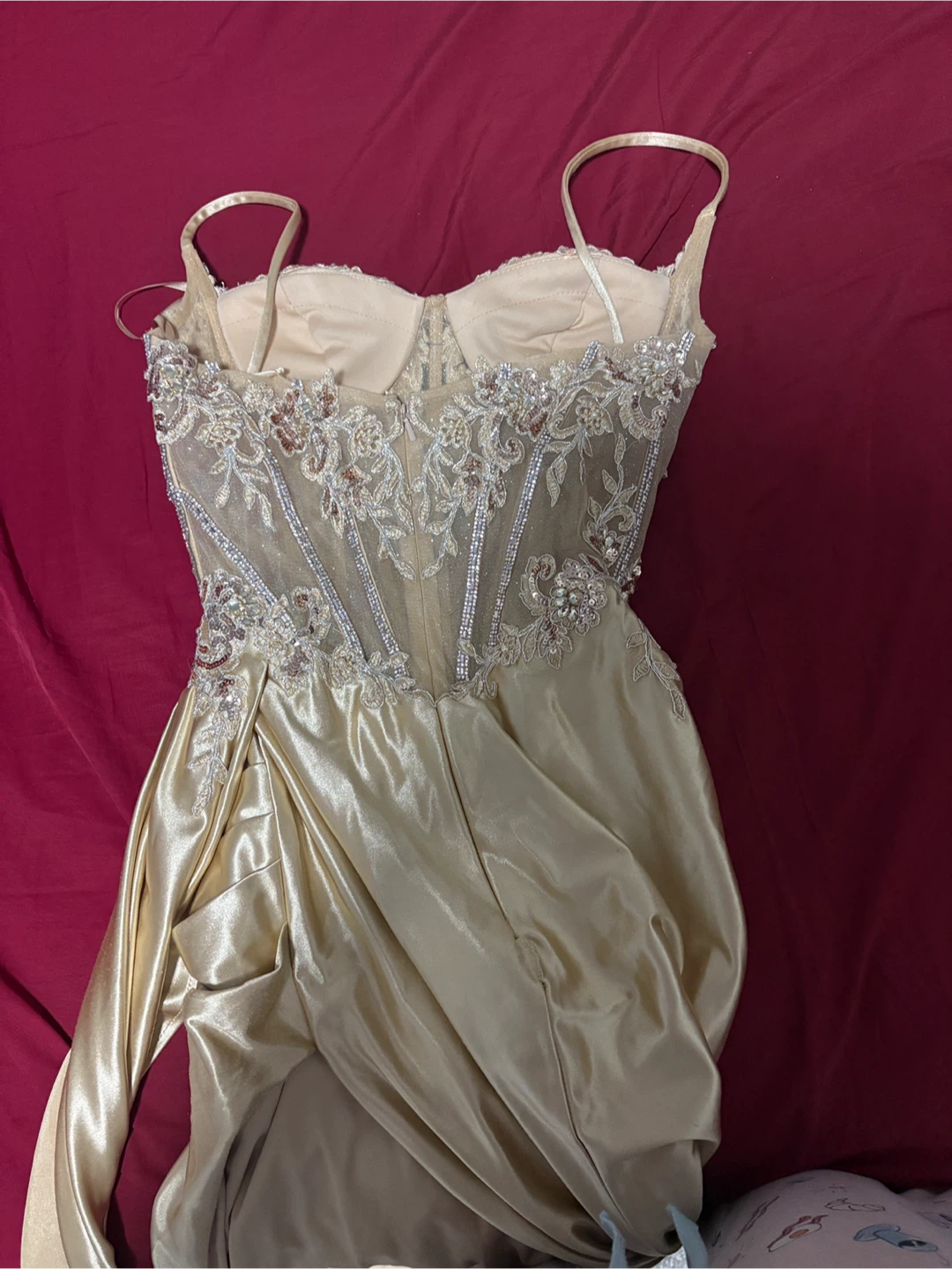 Gold Embellished Corset Prom Dress - photo 3