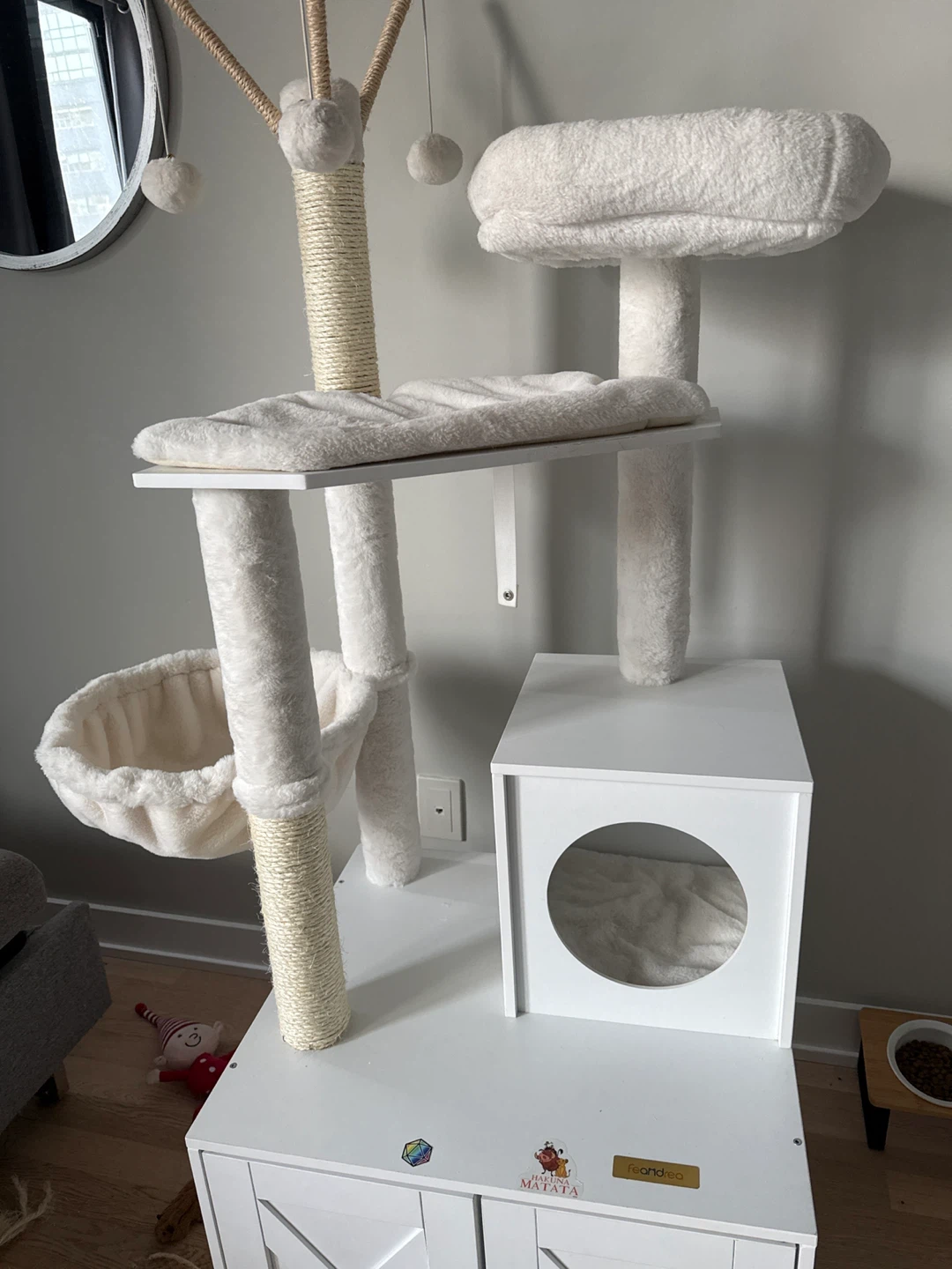 White Multi-Level Cat Tree with Condo and Scratching Posts - photo 4