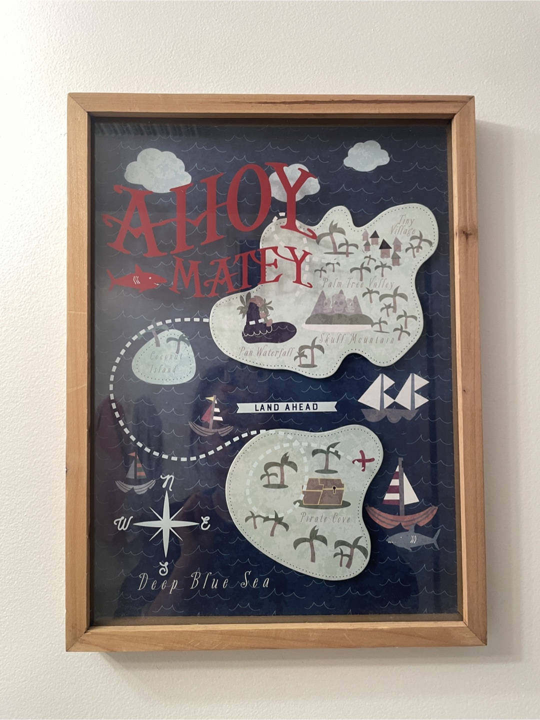 Ahoy Matey Framed Pirate Map Wall Art