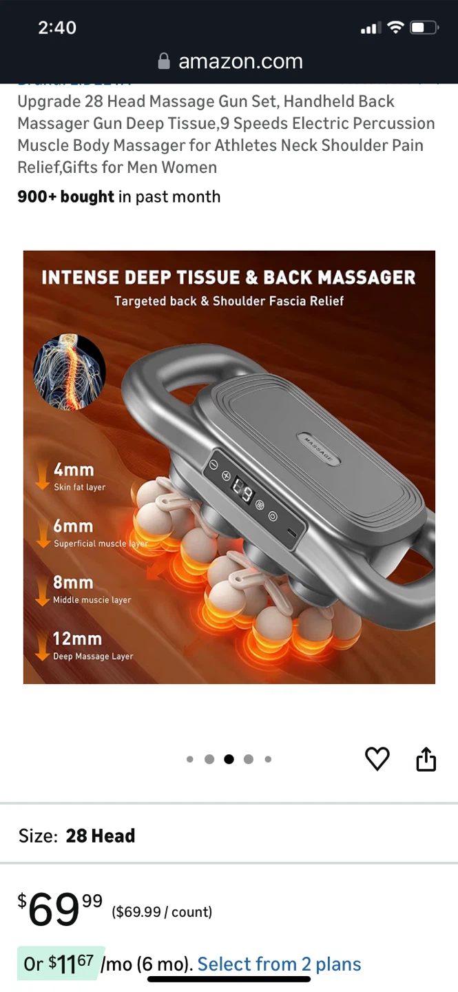 28 Head Massage Gun Set - Handheld Back Massager with 9 Speeds - photo 5