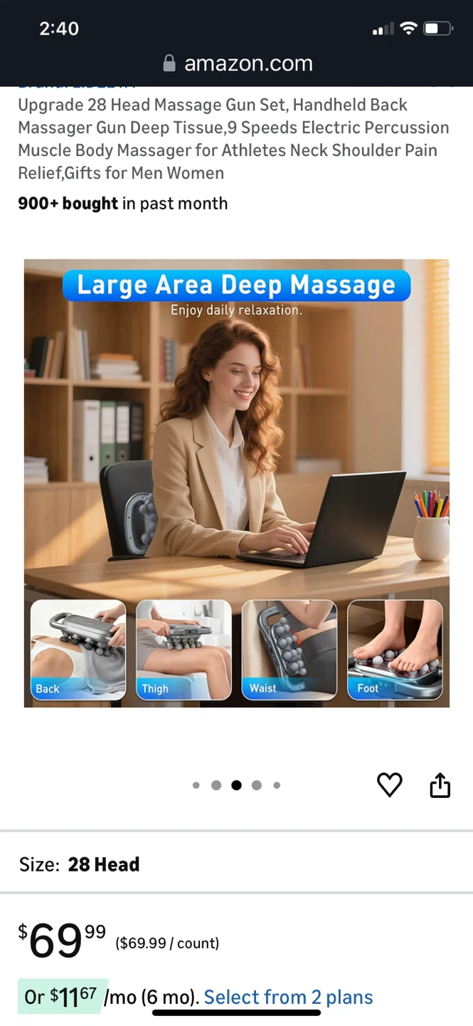 28 Head Massage Gun Set - Handheld Back Massager with 9 Speeds - photo 3