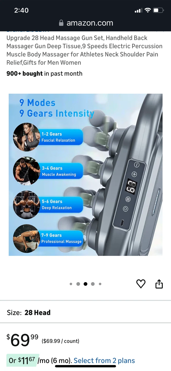 28 Head Massage Gun Set - Handheld Back Massager with 9 Speeds - photo 4