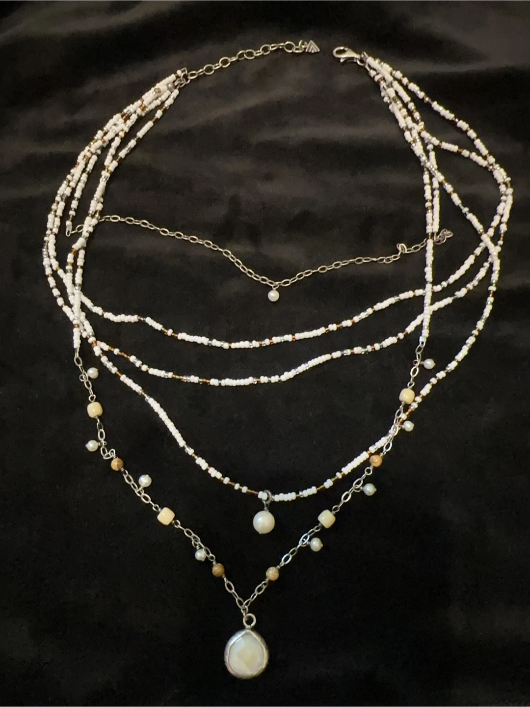 Silpada Pearl Sterling Silver MOP Tier Strands White Necklace - photo 2