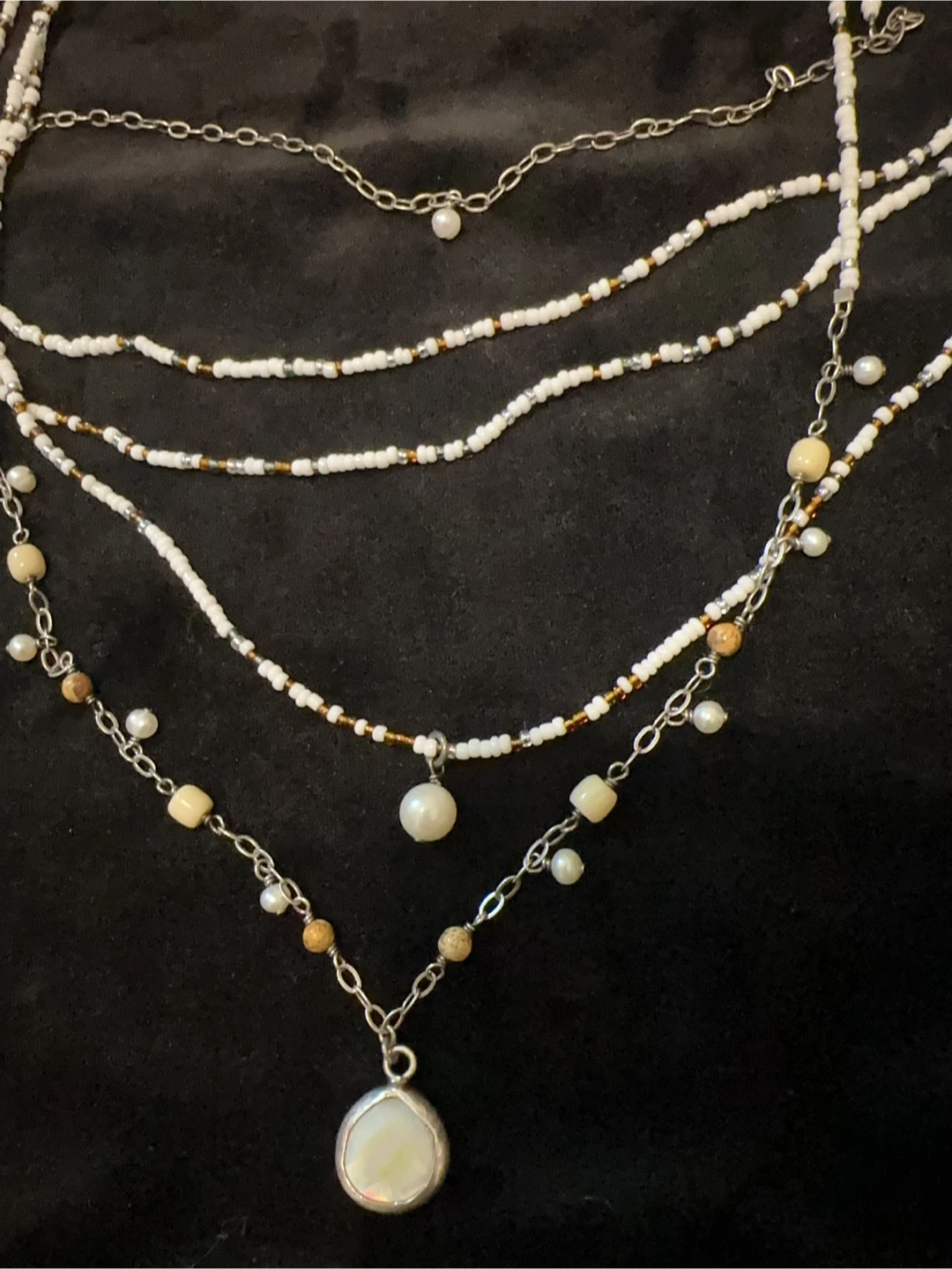 Silpada Pearl Sterling Silver MOP Tier Strands White Necklace - photo 4