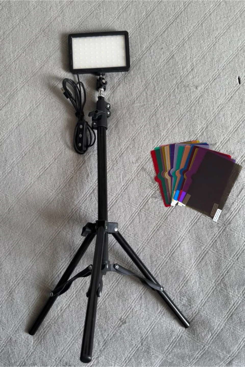 LED Panel Light with Tripod Stand + Colour Filters