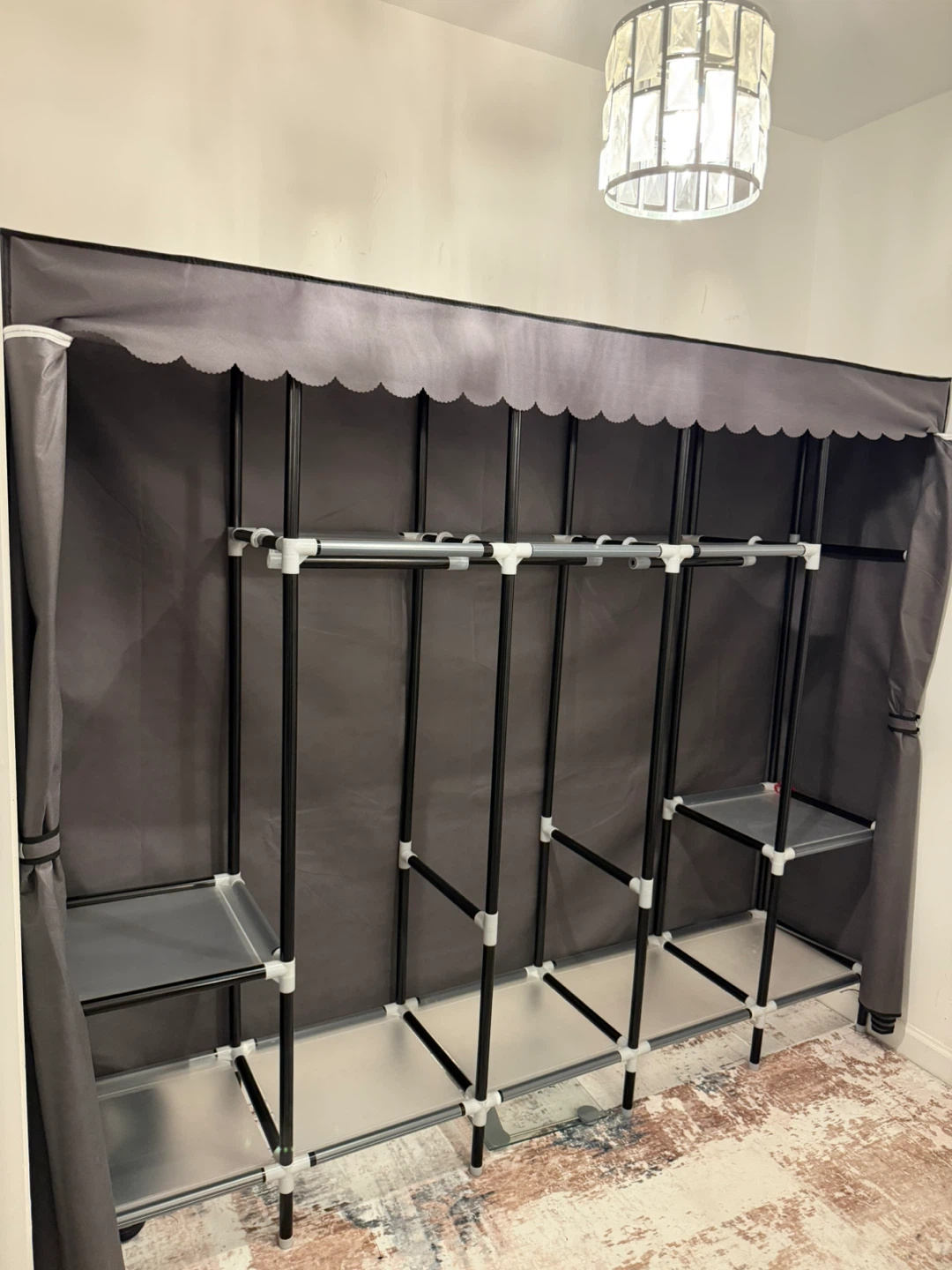 LOKEME Portable Wardrobe Closet Grey with Cover