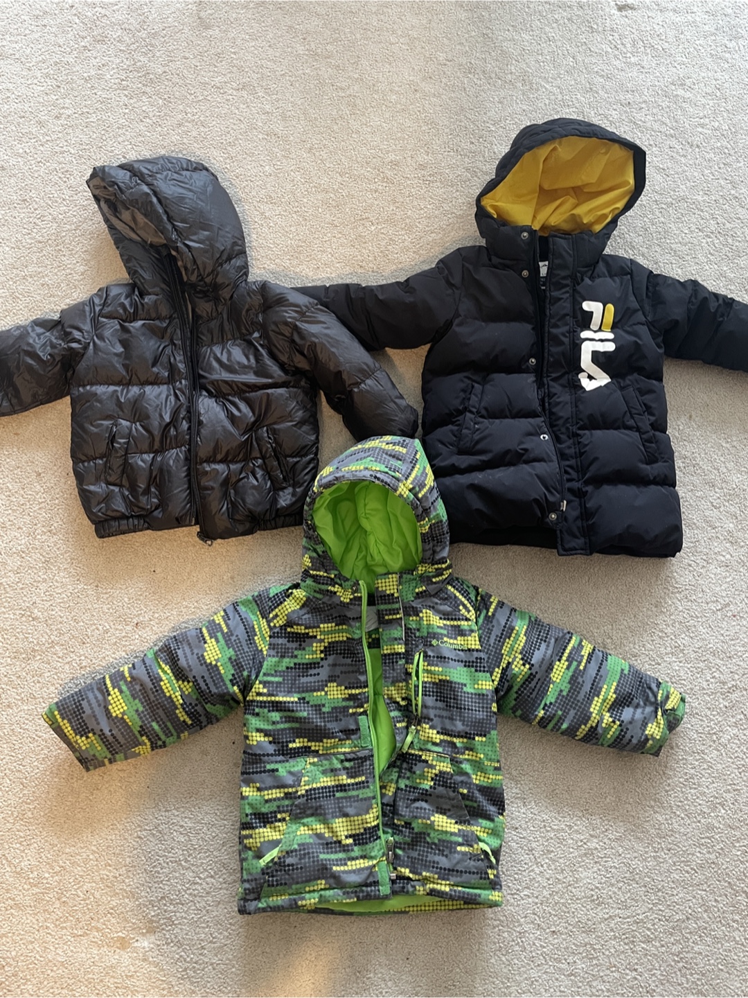 Kids Winter Jackets Bundle - Fila, Columbia & Black Puffer