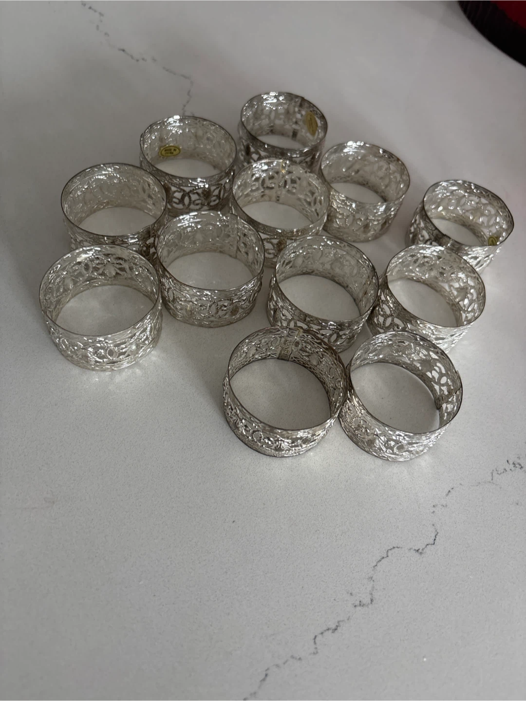 Set of 12 Silver Tone Napkin Rings - photo 2