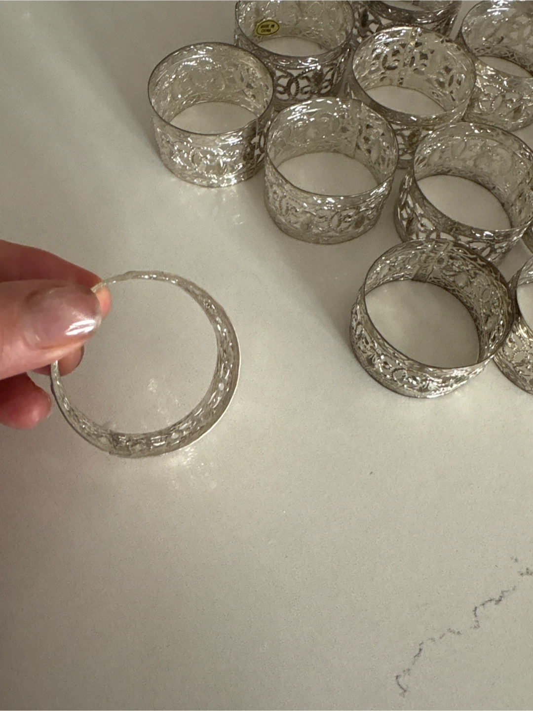 Set of 12 Silver Tone Napkin Rings - photo 4