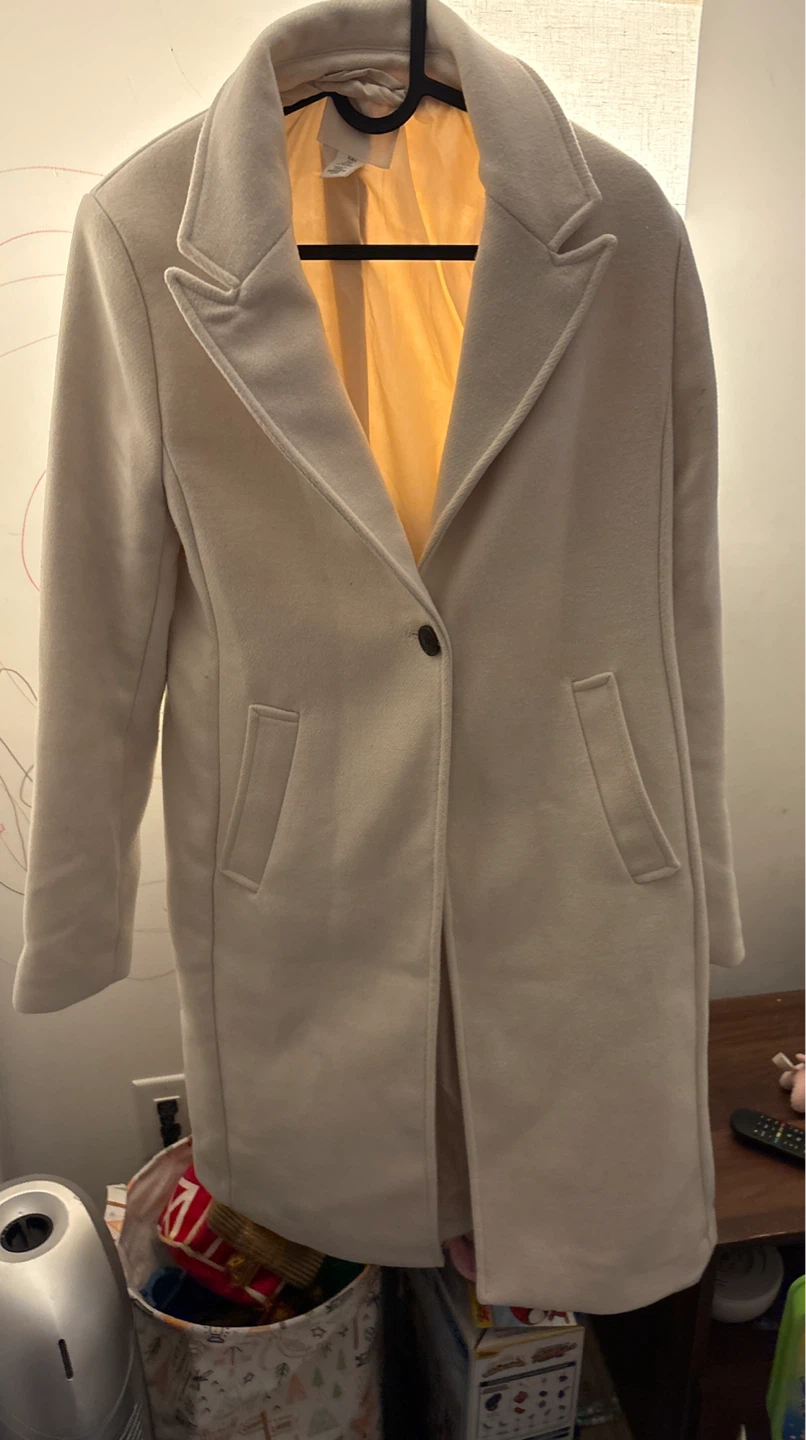 Cream coloured wool blend coat - photo 2