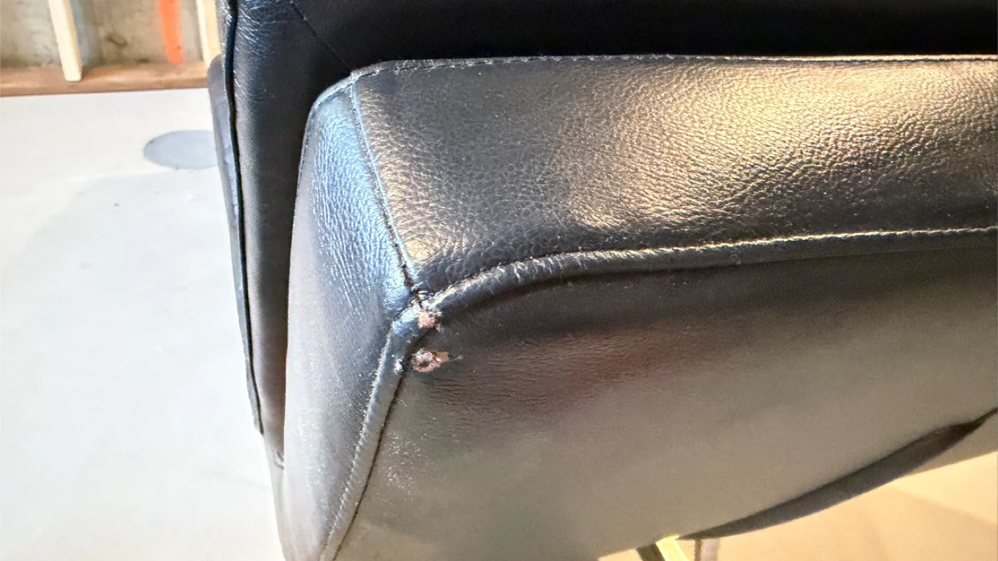 Black Leather Chaise Lounge Chair with Metal Base - photo 5