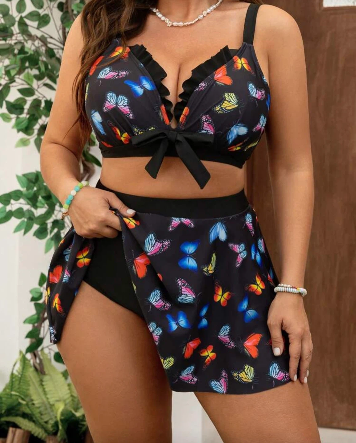 Butterfly Print Skirted Swimsuit