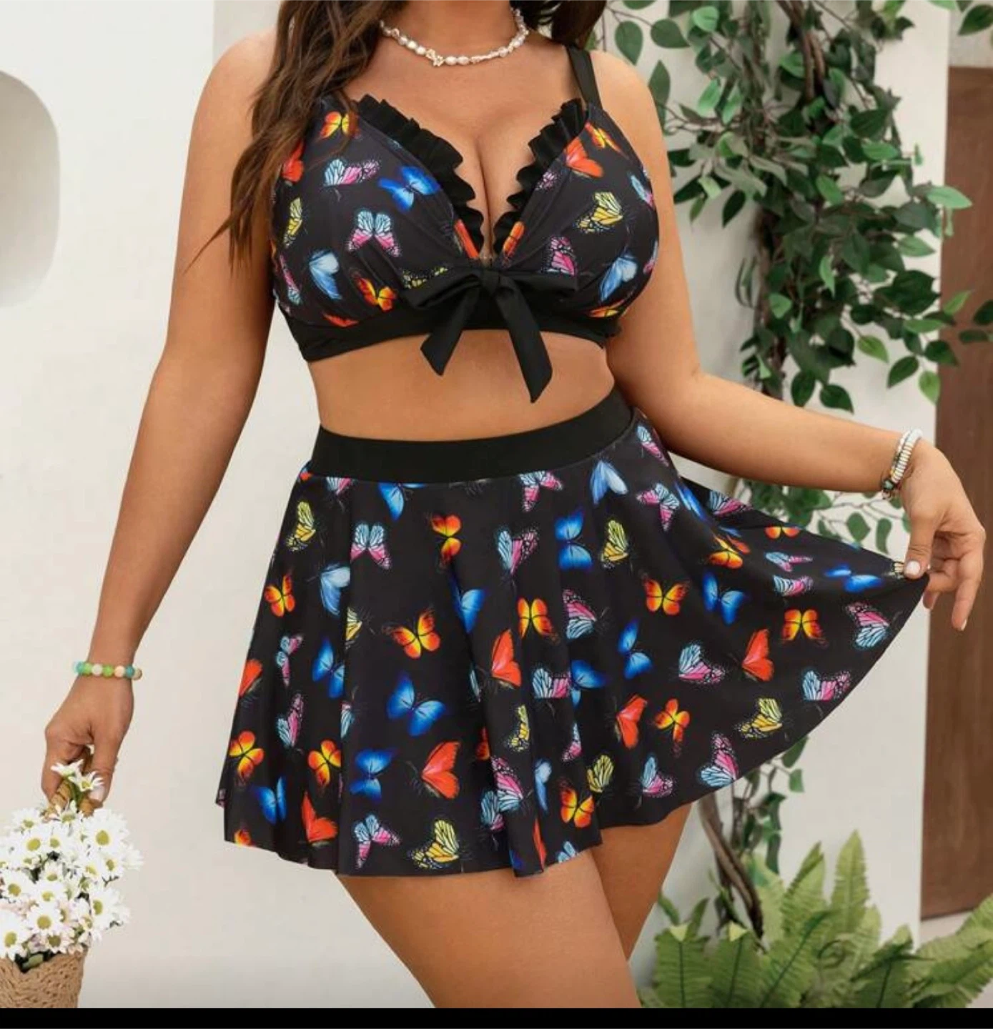 Butterfly Print Skirted Swimsuit - photo 2