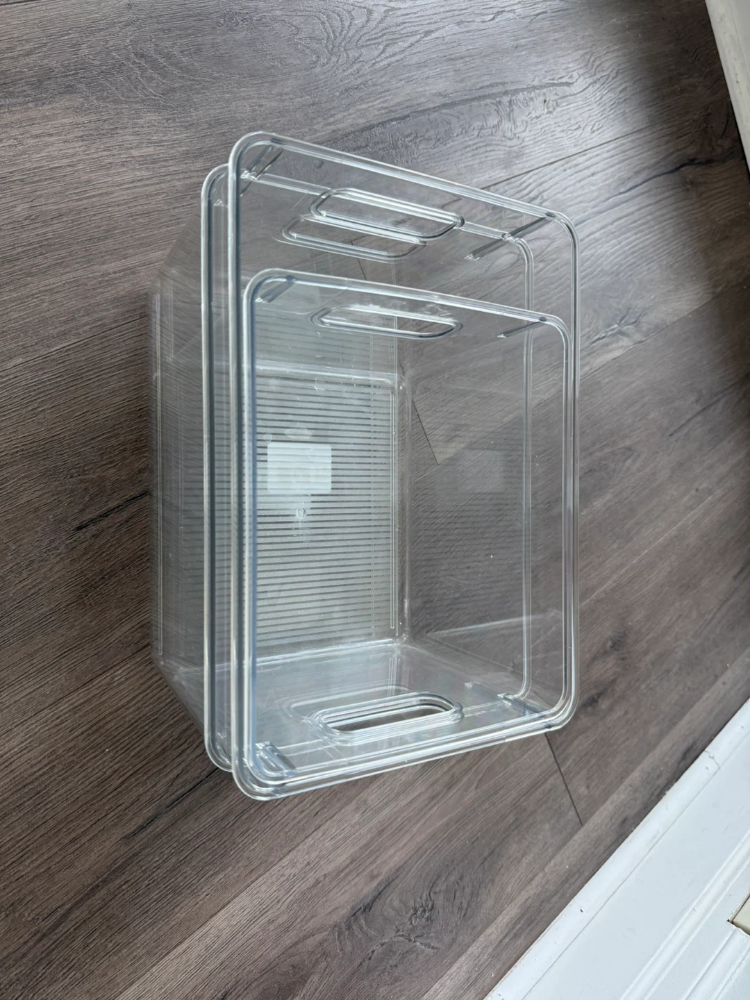 Set of 3 Clear Plastic Storage Bins with Handles - photo 3