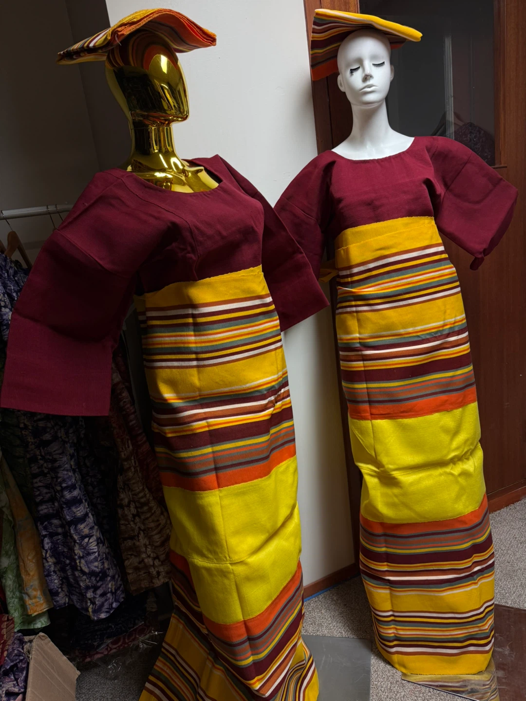 Traditional Striped Women's Dress with Headwrap - photo 3
