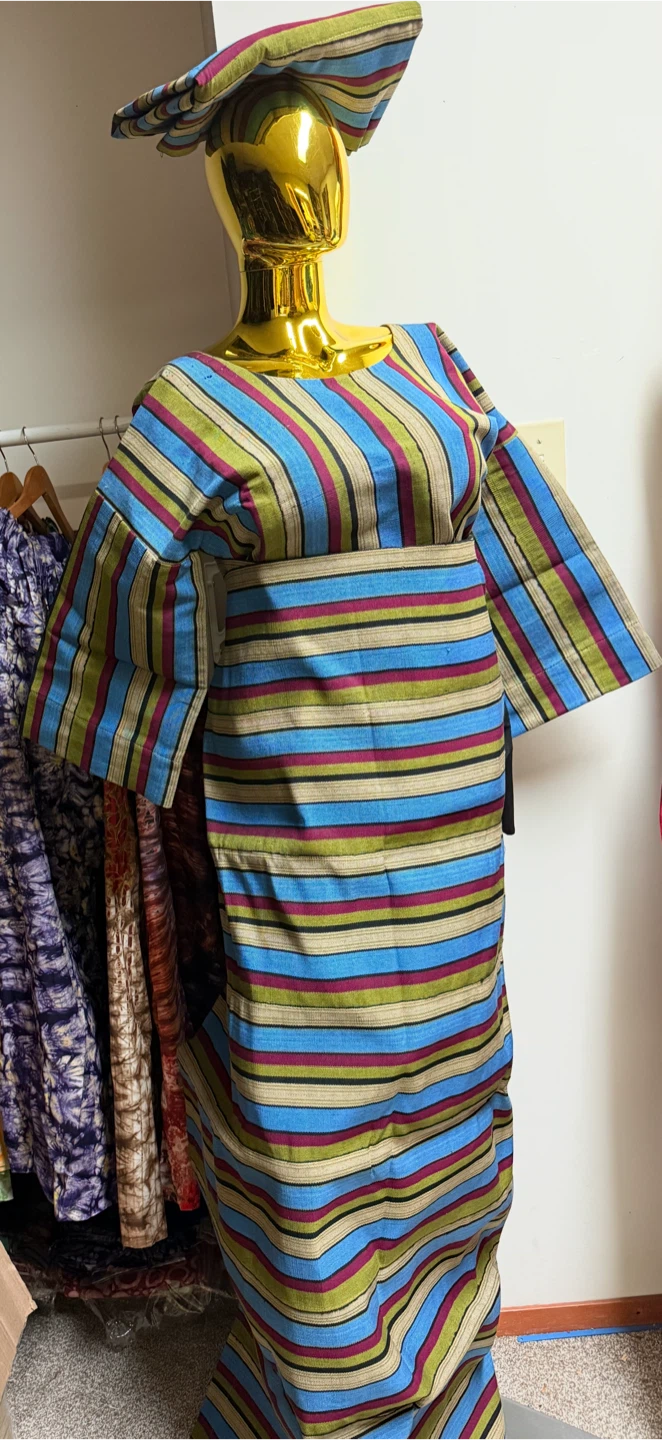 Traditional Striped Women's Dress with Headwrap - photo 4