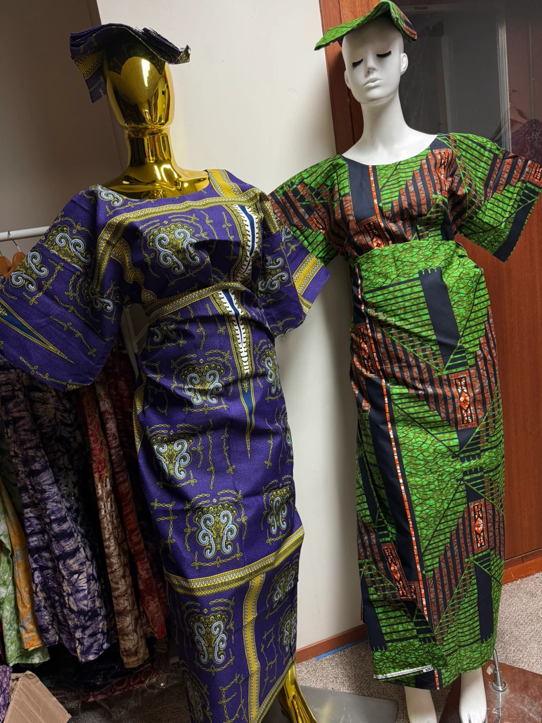 Vibrant Ankara Print Dress with Matching Headwrap