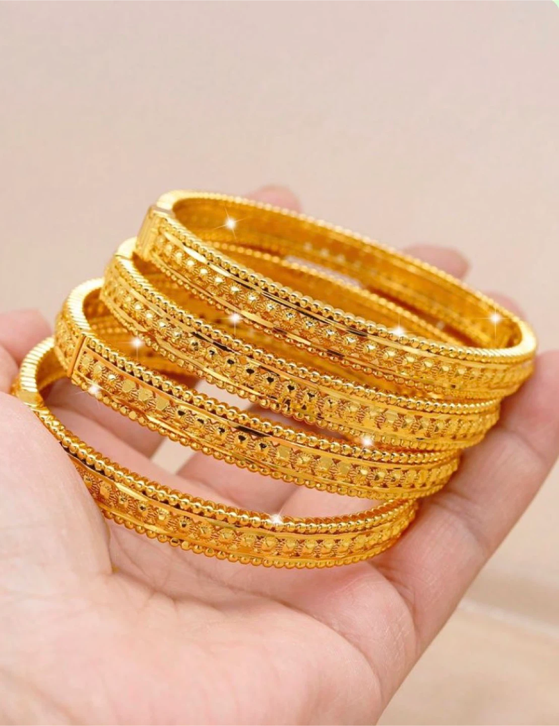 Set of 4 Gold-plated Bangle Bracelets
